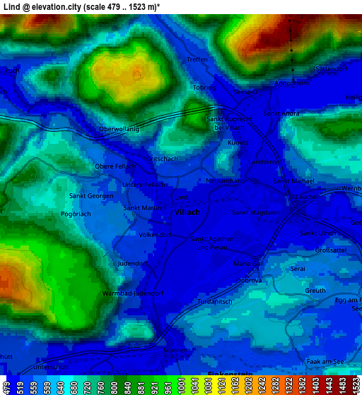 Zoom OUT 2x Lind, Austria elevation map