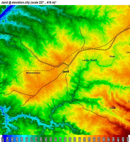 Zoom OUT 2x Jand, Pakistan elevation map