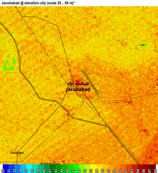 Zoom OUT 2x Jacobabad, Pakistan elevation map