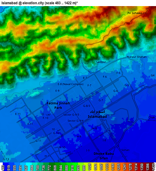 Zoom OUT 2x Islamabad, Pakistan elevation map
