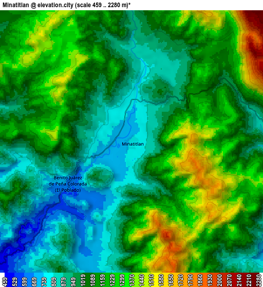 Zoom OUT 2x Minatitlán, Mexico elevation map