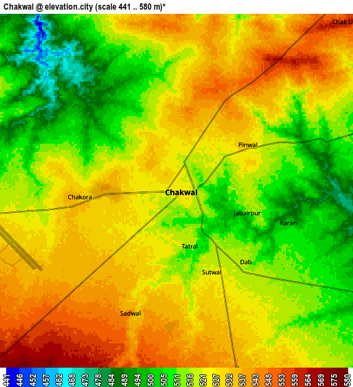 Zoom OUT 2x Chakwal, Pakistan elevation map