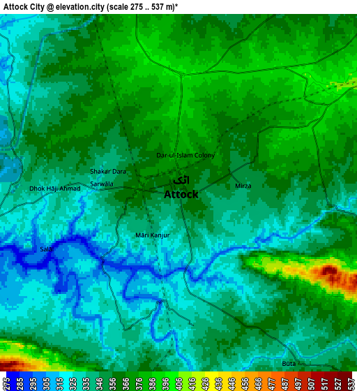 Zoom OUT 2x Attock City, Pakistan elevation map