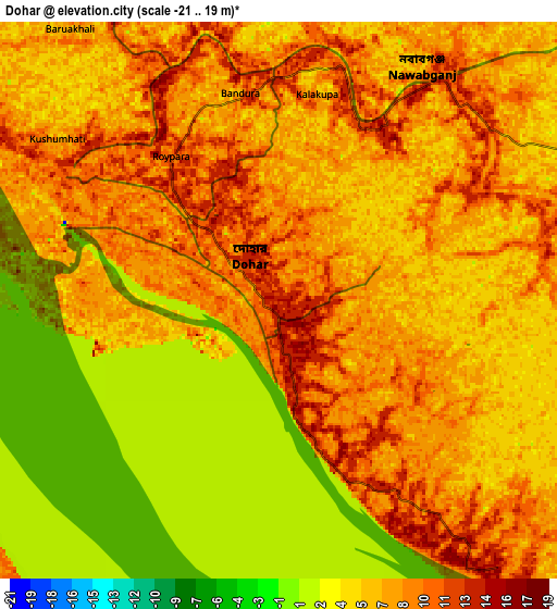 Zoom OUT 2x Dohār, Bangladesh elevation map