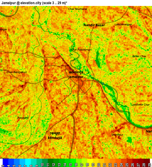 Zoom OUT 2x Jamālpur, Bangladesh elevation map