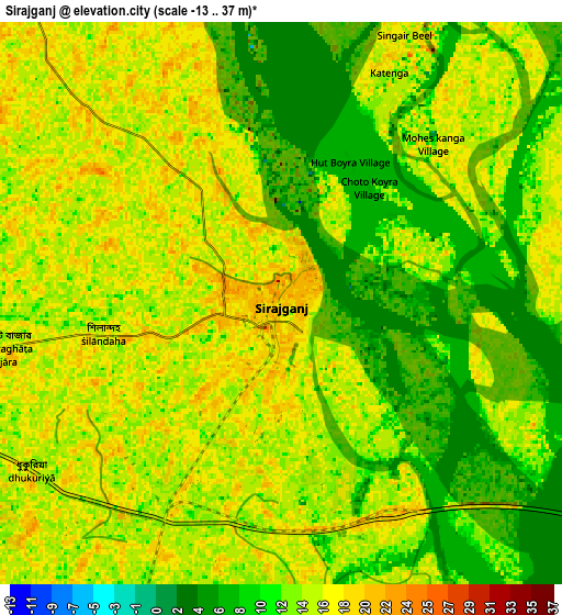 Zoom OUT 2x Sirajganj, Bangladesh elevation map