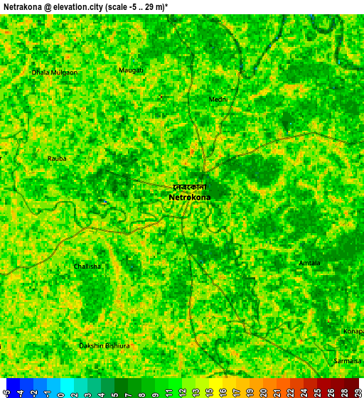 Zoom OUT 2x Netrakona, Bangladesh elevation map