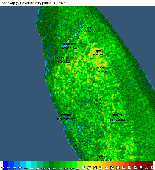 Zoom OUT 2x Sandwīp, Bangladesh elevation map