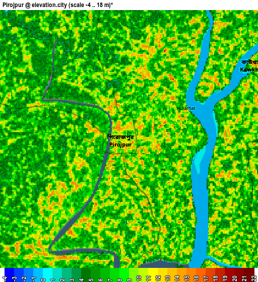 Zoom OUT 2x Pirojpur, Bangladesh elevation map