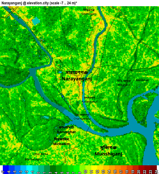 Zoom OUT 2x Nārāyanganj, Bangladesh elevation map