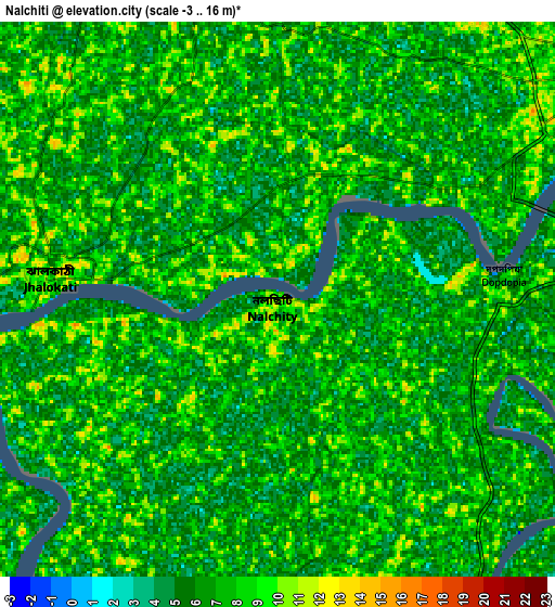 Zoom OUT 2x Nālchiti, Bangladesh elevation map