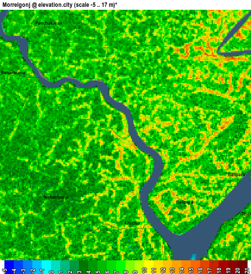 Zoom OUT 2x Morrelgonj, Bangladesh elevation map
