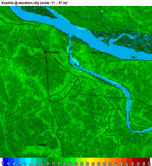 Zoom OUT 2x Kushtia, Bangladesh elevation map