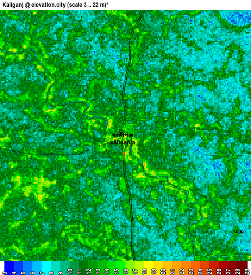 Zoom OUT 2x Kālīganj, Bangladesh elevation map