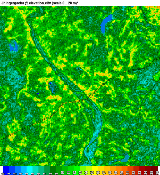 Zoom OUT 2x Jhingergācha, Bangladesh elevation map