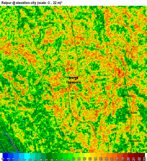 Zoom OUT 2x Rāipur, Bangladesh elevation map