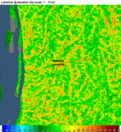 Zoom OUT 2x Lālmohan, Bangladesh elevation map