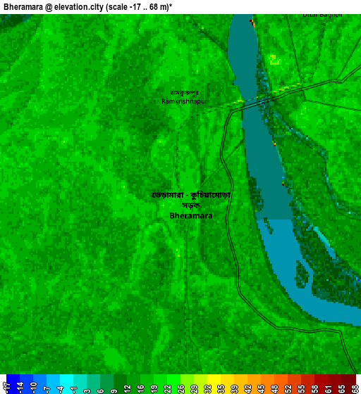 Zoom OUT 2x Bherāmāra, Bangladesh elevation map