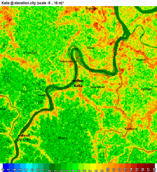 Zoom OUT 2x Kālia, Bangladesh elevation map
