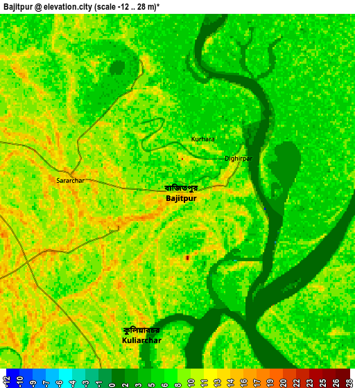 Zoom OUT 2x Bājitpur, Bangladesh elevation map