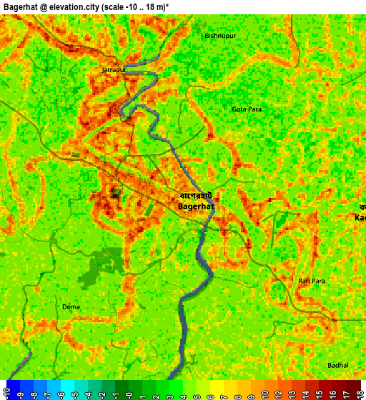 Zoom OUT 2x Bagerhat, Bangladesh elevation map