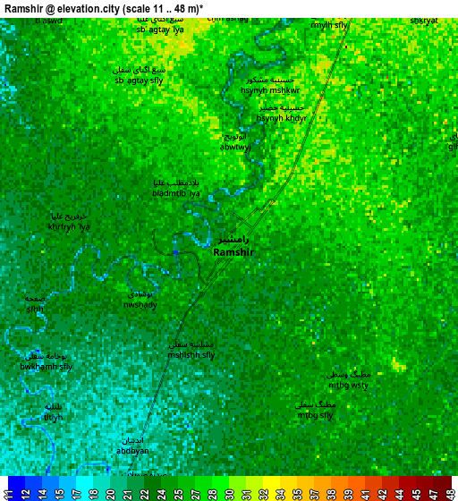 Zoom OUT 2x Rāmshīr, Iran elevation map