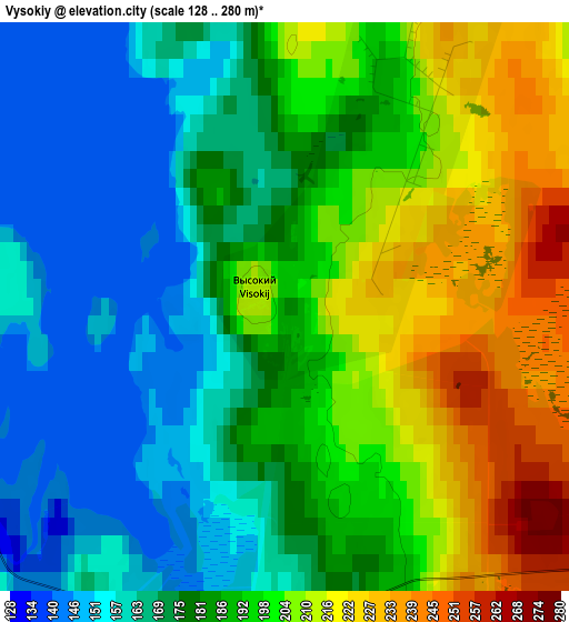 Zoom OUT 2x Vysokiy, Russia elevation map