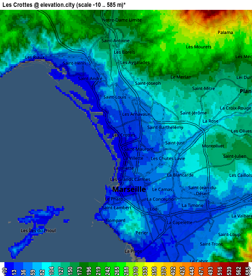 Zoom OUT 2x Les Crottes, France elevation map