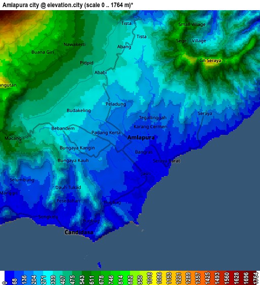 Zoom OUT 2x Amlapura city, Indonesia elevation map