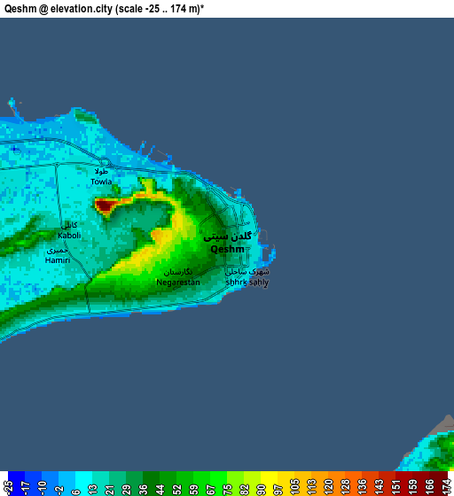 Zoom OUT 2x Qeshm, Iran elevation map