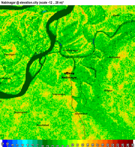 Zoom OUT 2x Nabīnagar, Bangladesh elevation map
