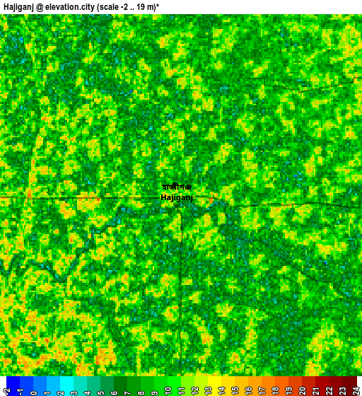 Zoom OUT 2x Hājīganj, Bangladesh elevation map