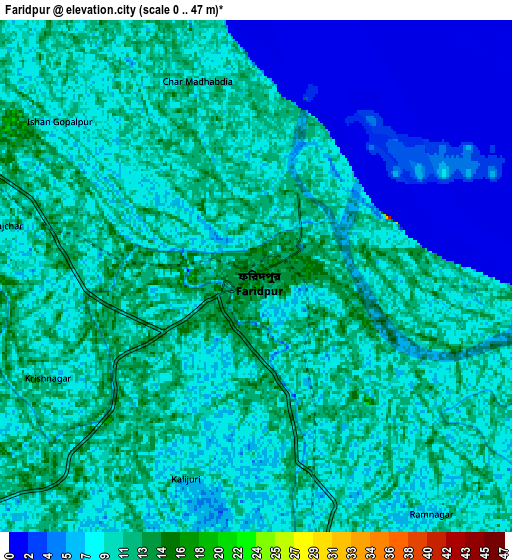 Zoom OUT 2x Farīdpur, Bangladesh elevation map
