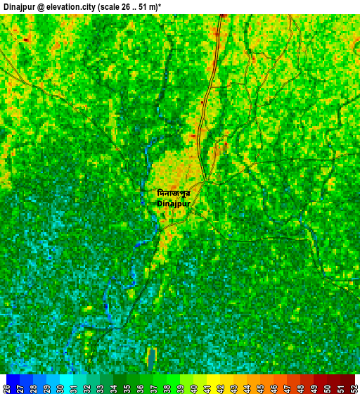 Zoom OUT 2x Dinājpur, Bangladesh elevation map