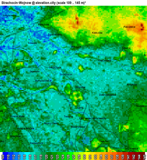 Zoom OUT 2x Strachocin-Wojnów, Poland elevation map