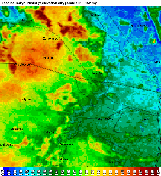 Zoom OUT 2x Leśnica-Ratyń-Pustki, Poland elevation map