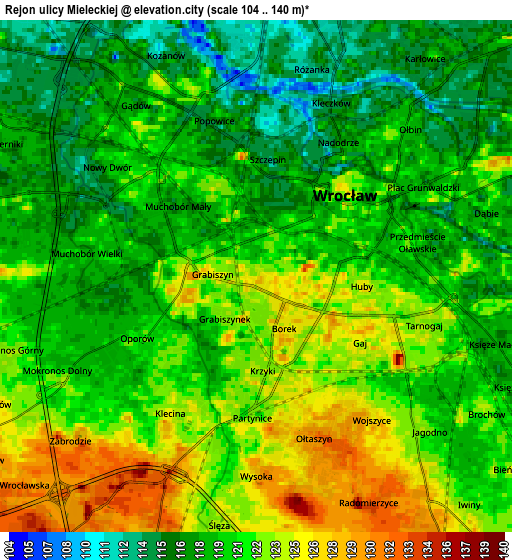 Zoom OUT 2x Rejon ulicy Mieleckiej, Poland elevation map