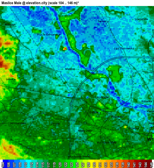 Zoom OUT 2x Maślice Małe, Poland elevation map