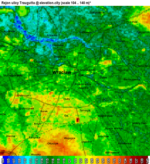 Zoom OUT 2x Rejon ulicy Traugutta, Poland elevation map