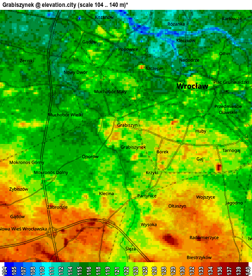 Zoom OUT 2x Grabiszynek, Poland elevation map
