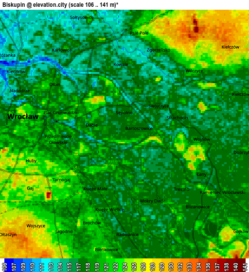 Zoom OUT 2x Biskupin, Poland elevation map