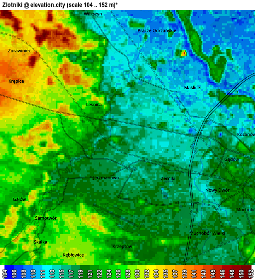 Zoom OUT 2x Złotniki, Poland elevation map