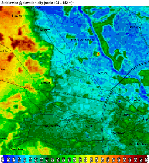 Zoom OUT 2x Stabłowice, Poland elevation map