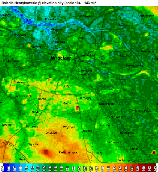 Zoom OUT 2x Osiedle Henrykowskie, Poland elevation map