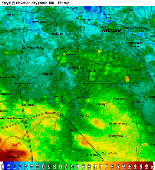 Zoom OUT 2x Krzyki, Poland elevation map