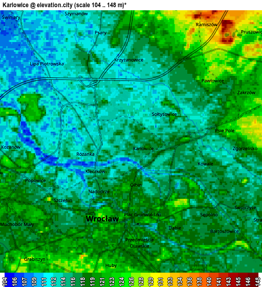 Zoom OUT 2x Karłowice, Poland elevation map