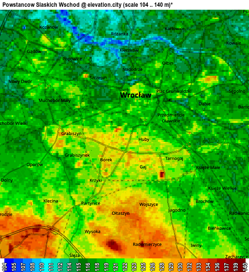 Zoom OUT 2x Powstańców Śląskich Wschód, Poland elevation map