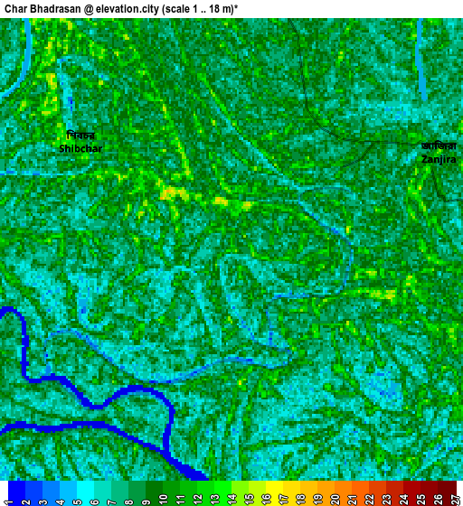 Zoom OUT 2x Char Bhadrāsan, Bangladesh elevation map