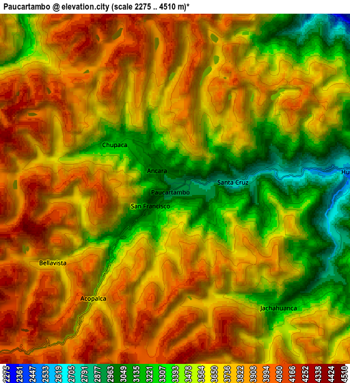 Zoom OUT 2x Paucartambo, Peru elevation map