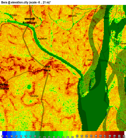 Zoom OUT 2x Bera, Bangladesh elevation map